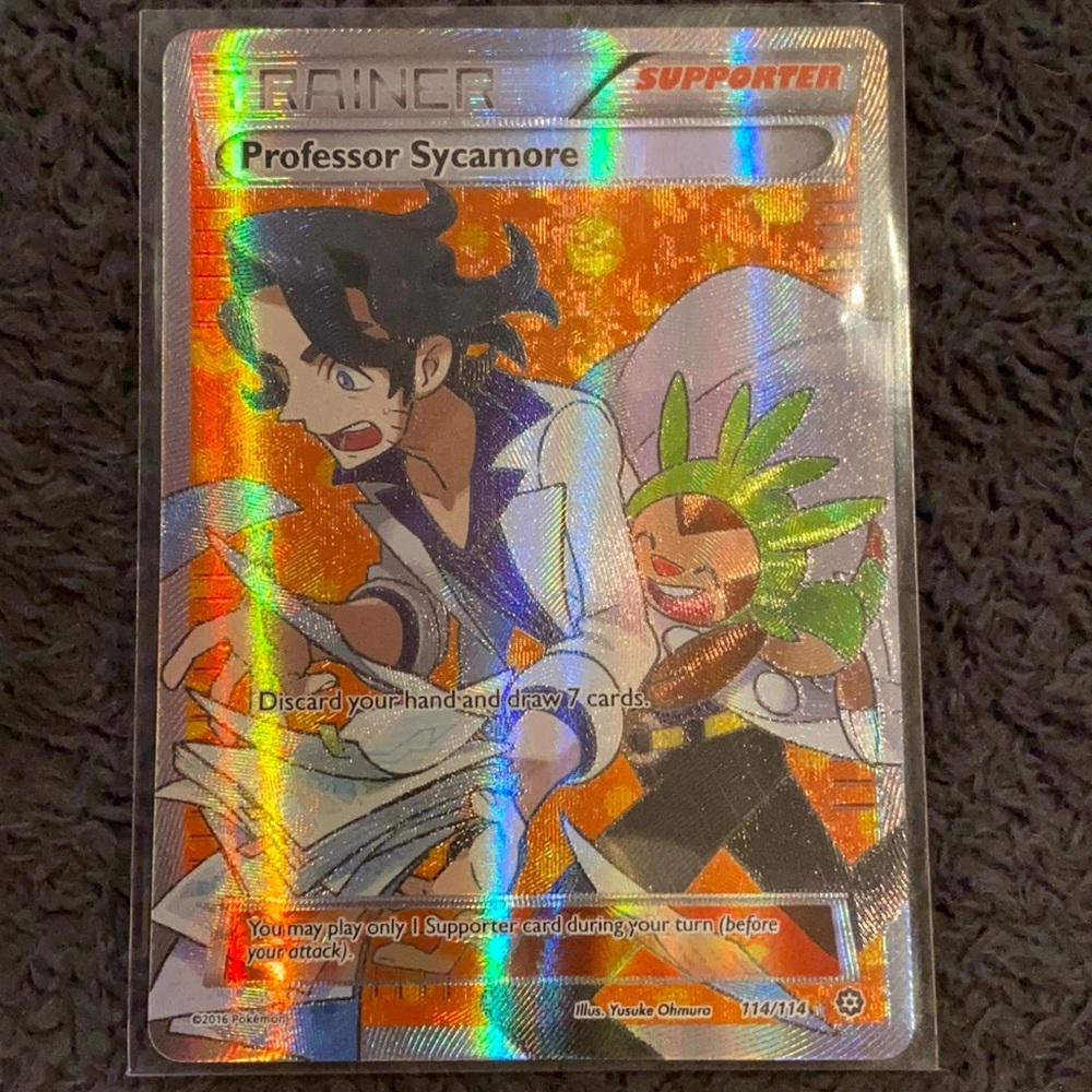 Rare Full Holographic Professor Sycamore: Trainer Pokémon Card 114/114